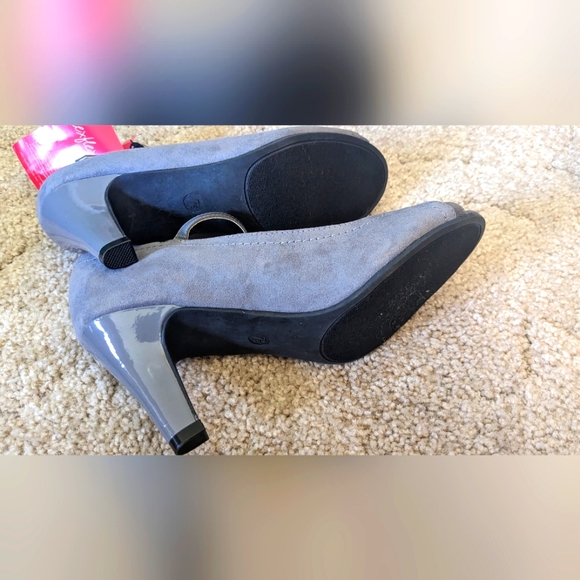 DexFlex Comfort Gray Peep Toe Heels Size 7.5 Women's Shoes Casual Comfortable - Picture 5 of 5